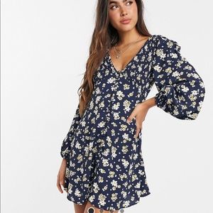 ASOS Design v neck button down mini tea dress